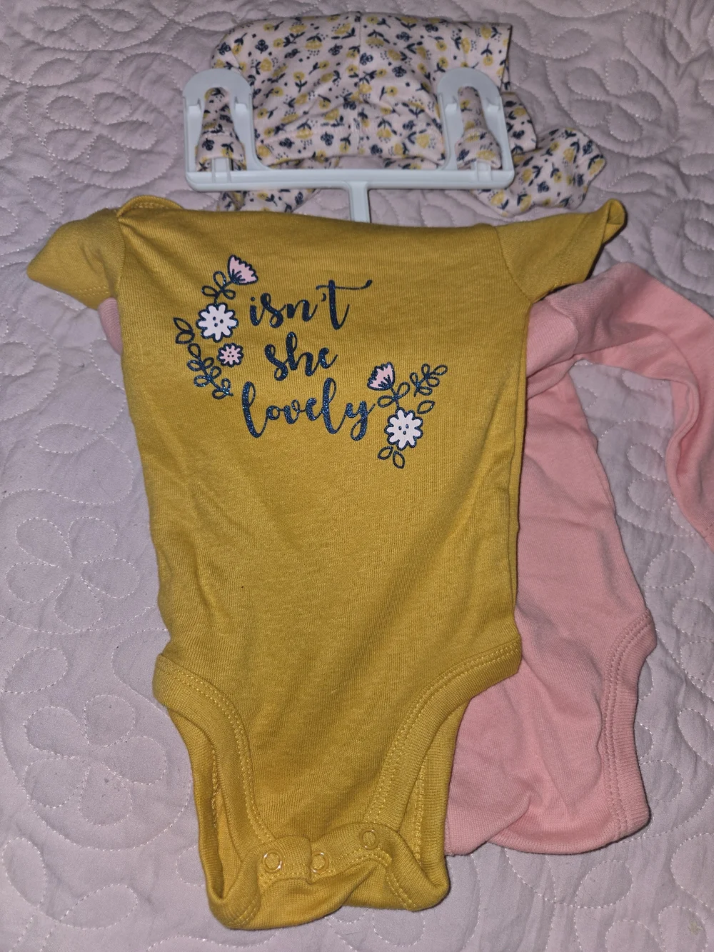 Koala Kids Pink and Yellow Floral Fox Bodysuit Set